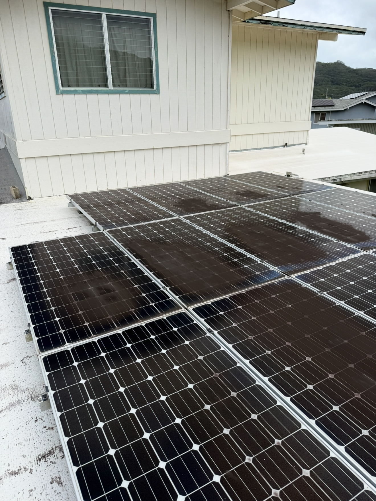 Dirty solar panel before cleaning